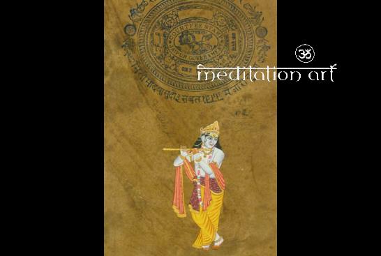 fluting krishna art greeting card