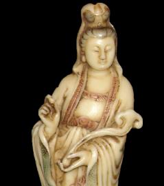faux ivory look resin statues