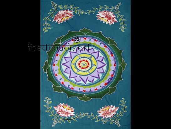 blue green om rayon batik tapestry