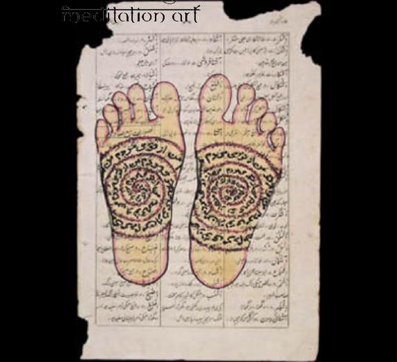 vishnu feet hand colored print rajasthan india