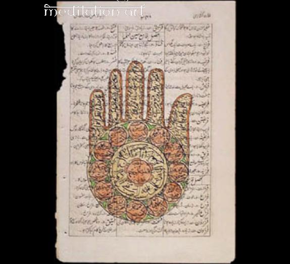 vishnu hands colored print from rajasthan india