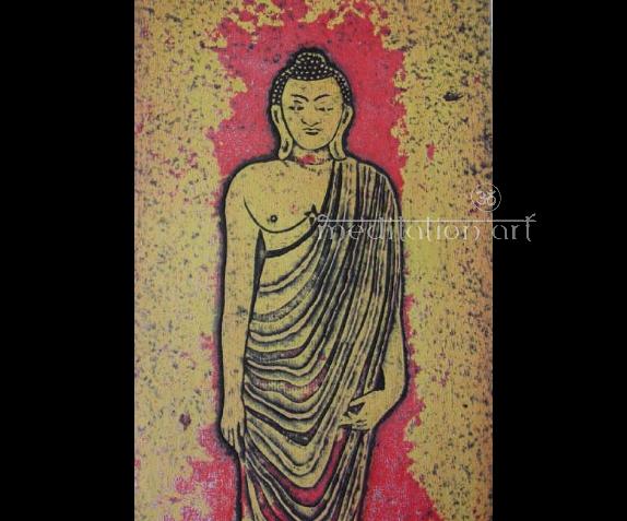 buddha on lotus lithograph from india