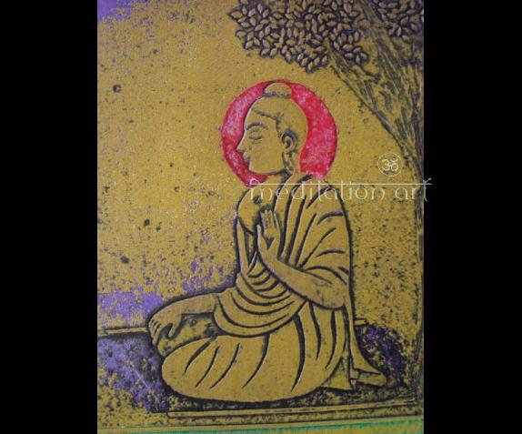 buddha under tree lithograph